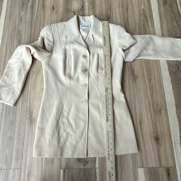 Juliana Collezione 0 Ivory Feather Twill Blazer Jacket Career Wear Wool Blend - Picture 6 of 9